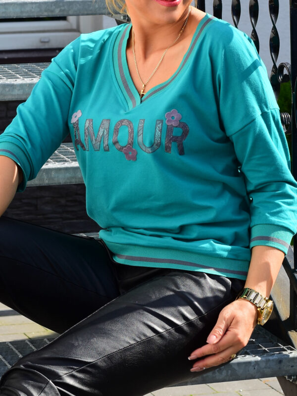 Bluzka AMOUR 3/4 rękaw w serek