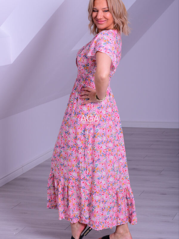 Sukienka AVES 02 midi przewiewna z bawełną#2 - różowy