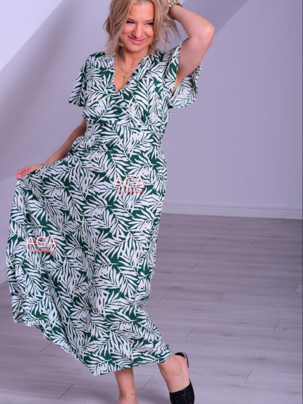 Sukienka AVES midi z wiskozy#1 - Butelkowa zieleń