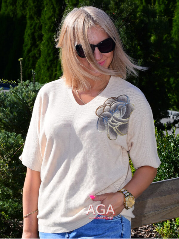 Bluzka sweterkowa 3/4 rękaw kimono w serek #1