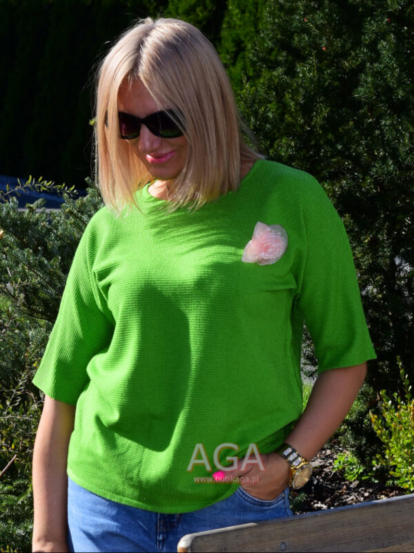 Bluzka sweterkowa 3/4 rękaw kimono z broszką #2