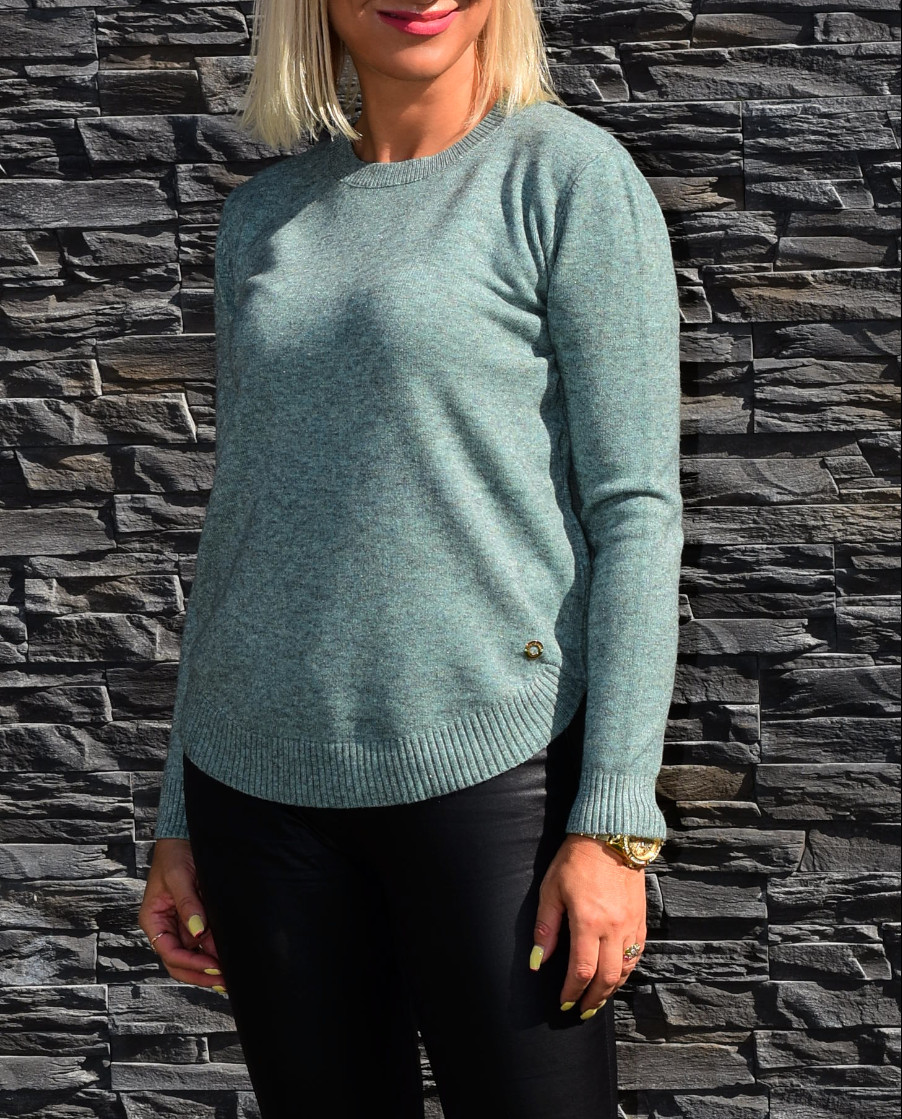 Sweter 018059SZ dekolt pod szyję melanż - obrazek 2