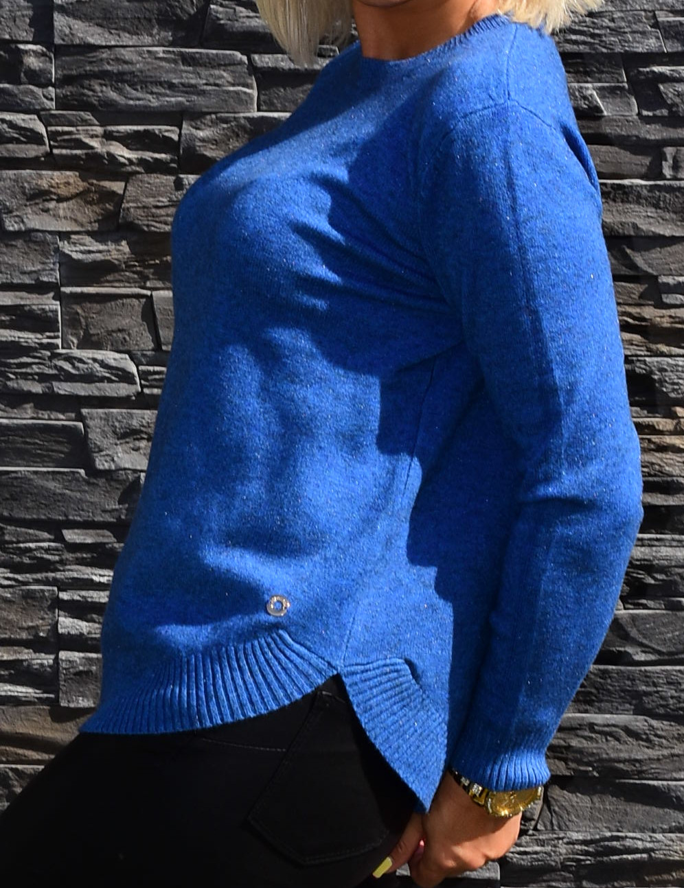 Sweter 018059SZ dekolt pod szyję melanż - obrazek 5