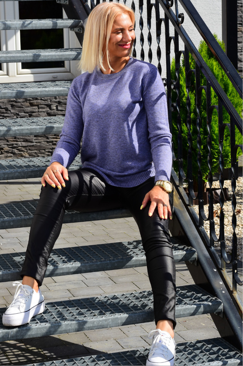 Sweter 018059SZ dekolt pod szyję melanż - obrazek 7