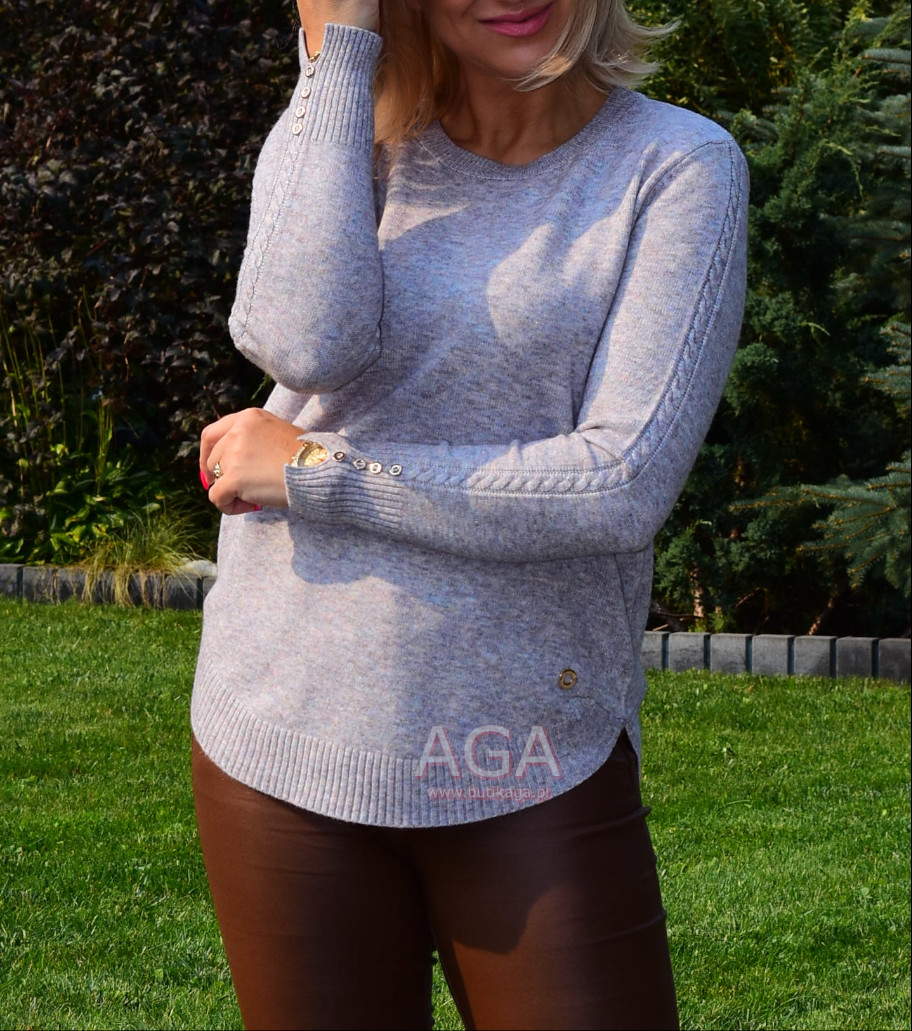 Sweter 018287SZ dekolt pod szyję melanż - obrazek 3