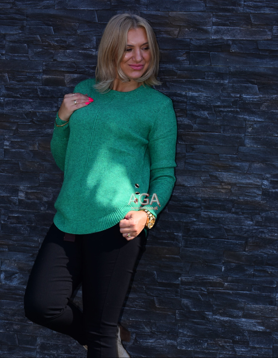 Sweter 067837SZ w prążki z napami ozdobnymi z boku - obrazek 4