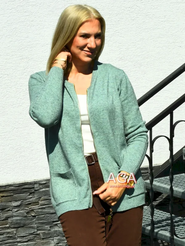 Sweter 058067RP zapinany na zamek z kieszeniami 01