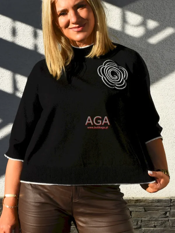 Sweter ROSA z różą odpinaną