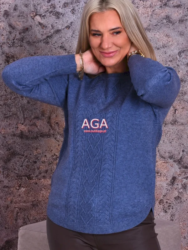 Sweter MUNA klasyczny ze wzorem