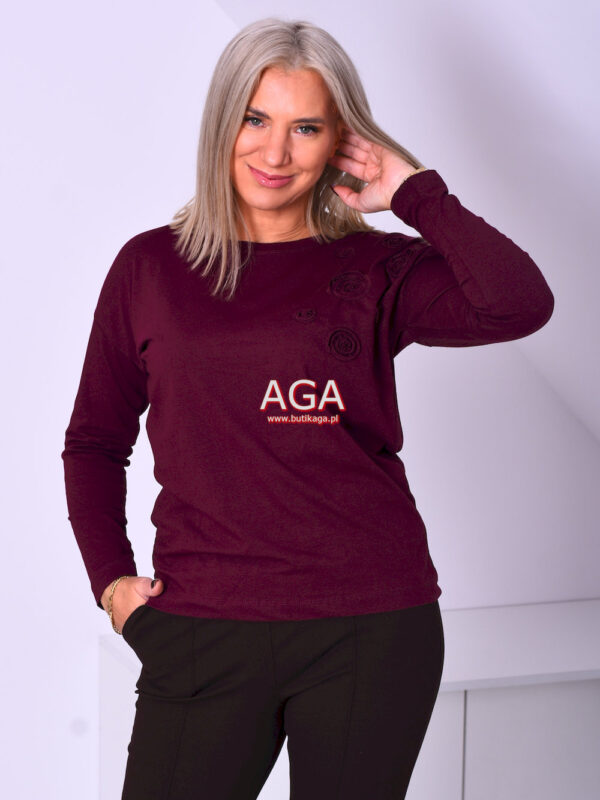 Bluzka z bawełny z naszytymi kwiatami