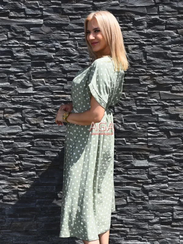 Sukienka z wiskozy BIERA w grochy #6 - Khaki