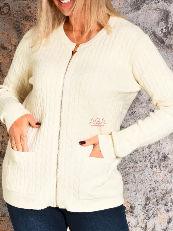Sweter w warkocze zapinany na zamek GUSTA