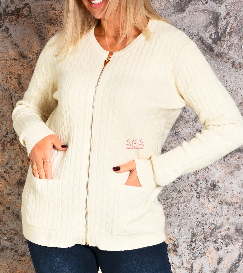 Sweter w warkocze zapinany na zamek GUSTA