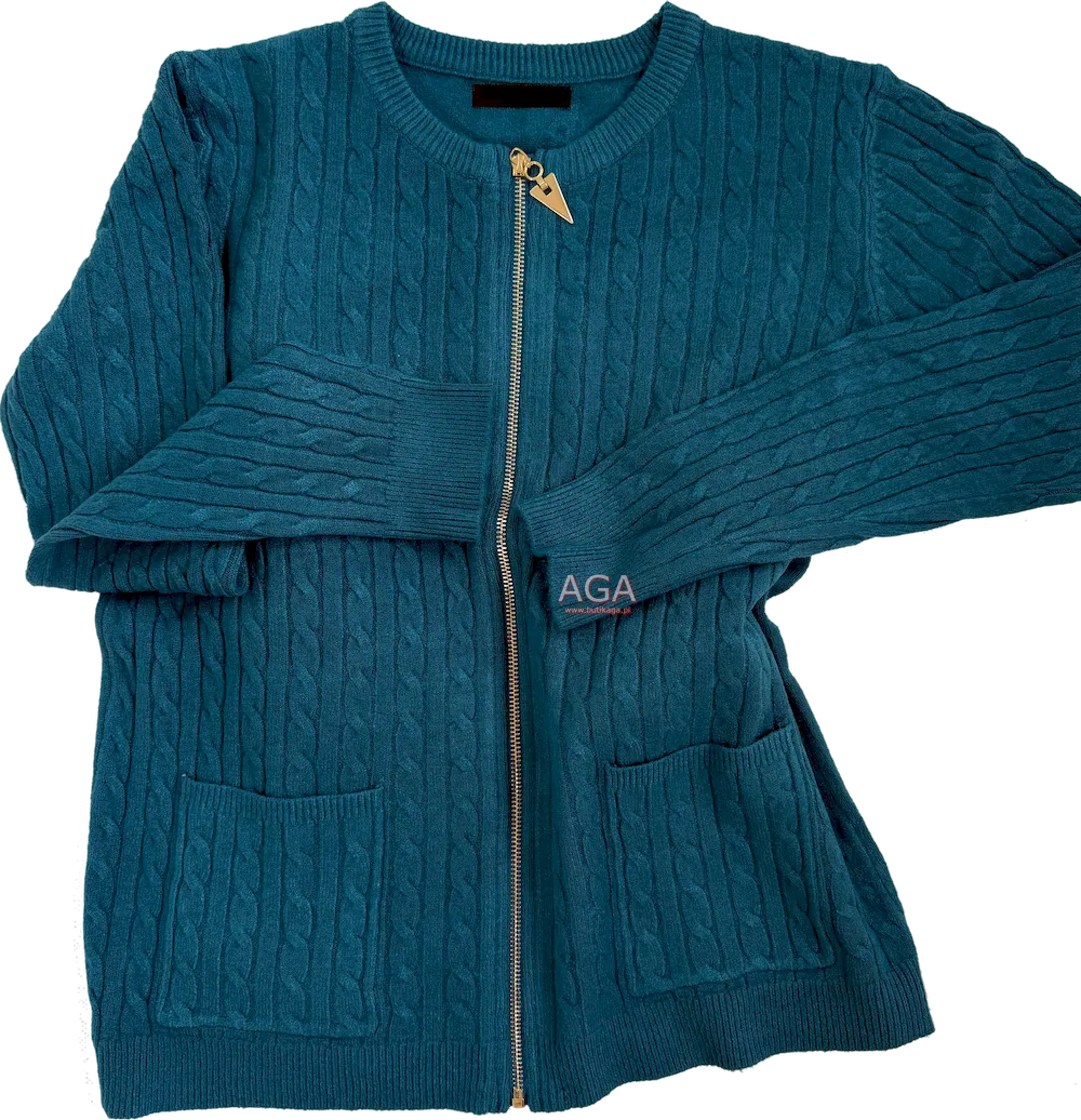 Sweter w warkocze zapinany na zamek GUSTA - obrazek 13
